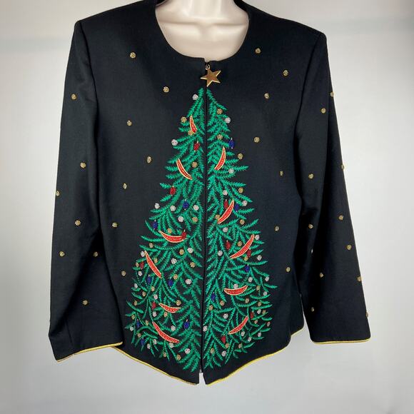 Jenna Woman Wool Cardigan Size 14 Embroidered Embellished Zips - Picture 1 of 10